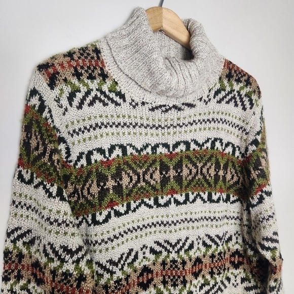 Vintage Women's Chunky Knit Turtleneck Oversized Sweater Large - Picture 3 of 14